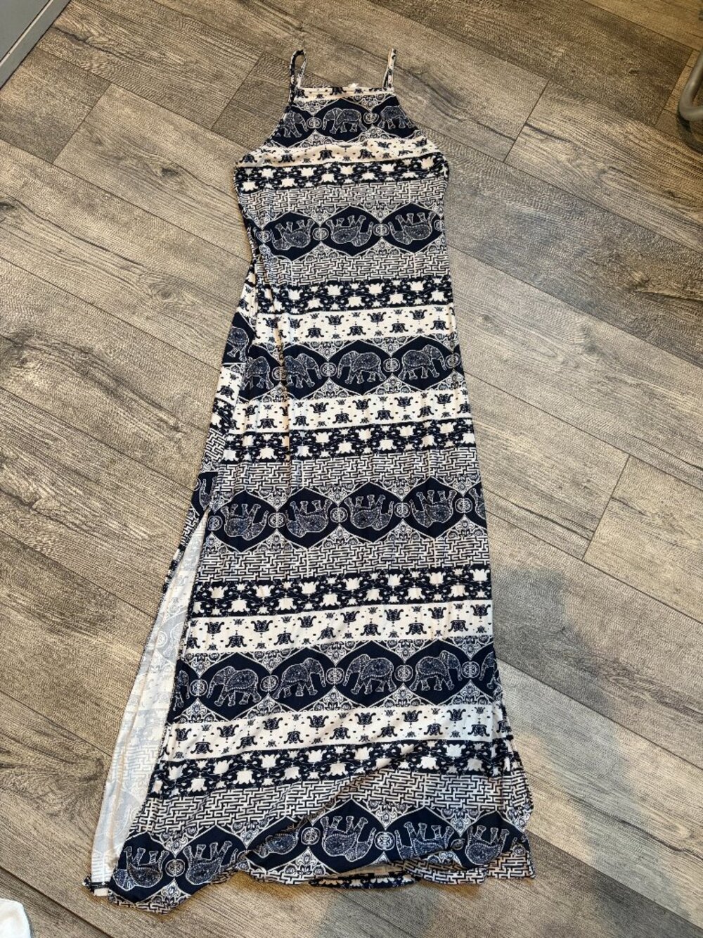 Stella Tweed Navy Blue and White Elephant Dress Women's Small